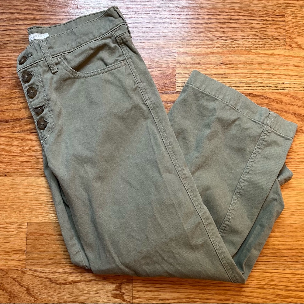 Lucky Brand mid rise crop wide leg olive green jeans size 4 / 27 - Picture 2 of 9